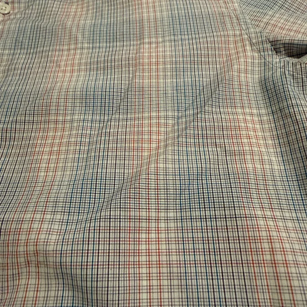 Claiborne Premium Fit Mens Large Plaid Button Down Shirt Cotton Long Sleeve